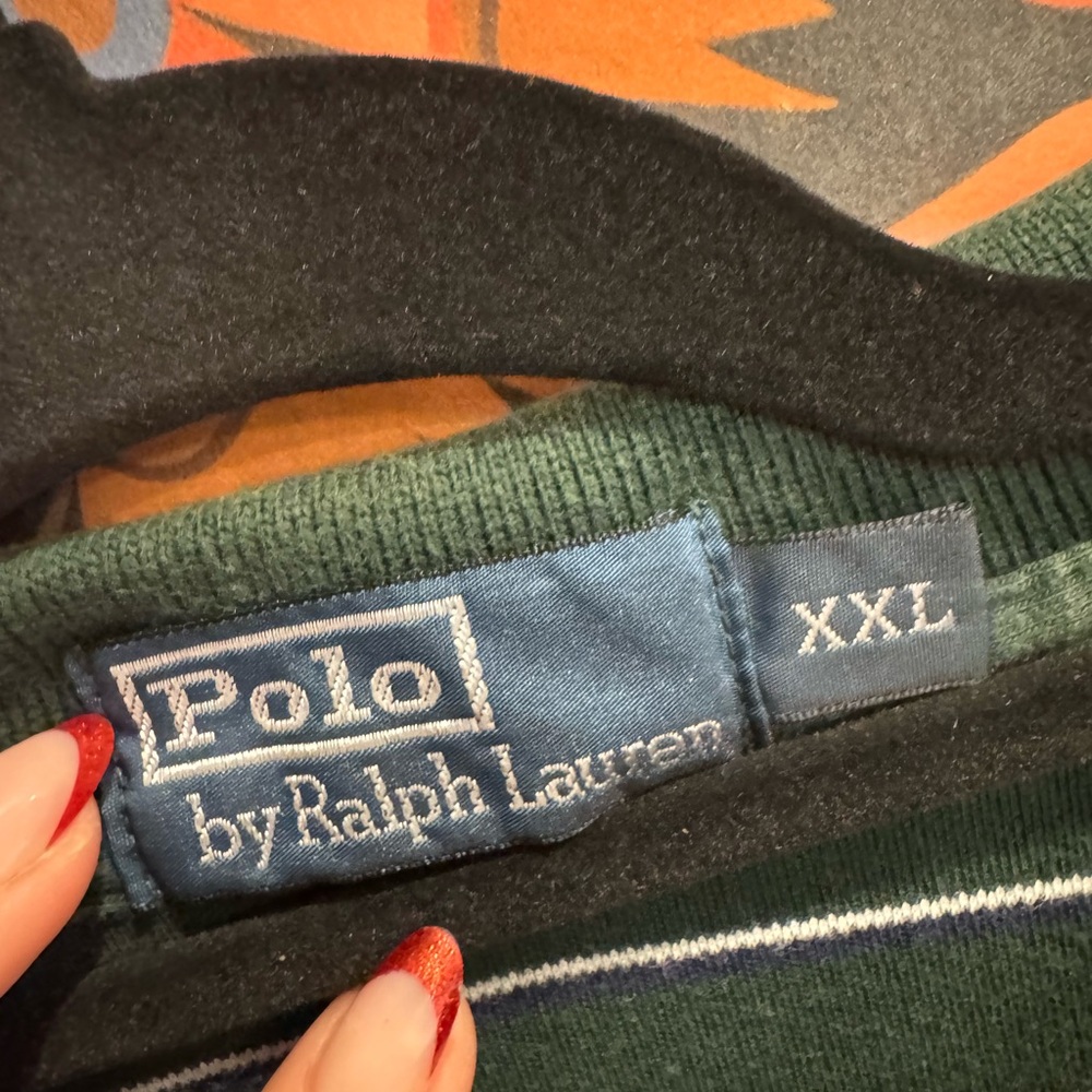 Ralph Lauren Dark Green Striped Polo Shirt - Picture 3 of 3